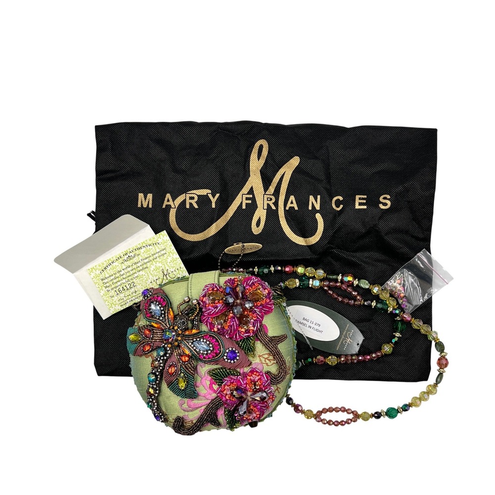 Mary Frances Handbag Women OS Green New Damsel In Flight Beaded Dragonfly Clutch